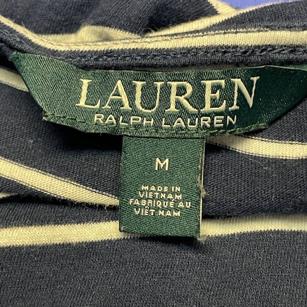 Lauren Ralph Lauren Top Womens Medium Coastal Stripe Tie Front Nautical Capsule - Picture 8 of 10